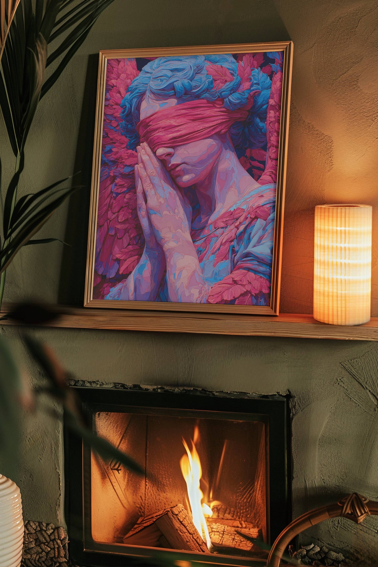 Veil of Silence – Surreal Blindfolded Angel Portrait | Digital Download Wall Art