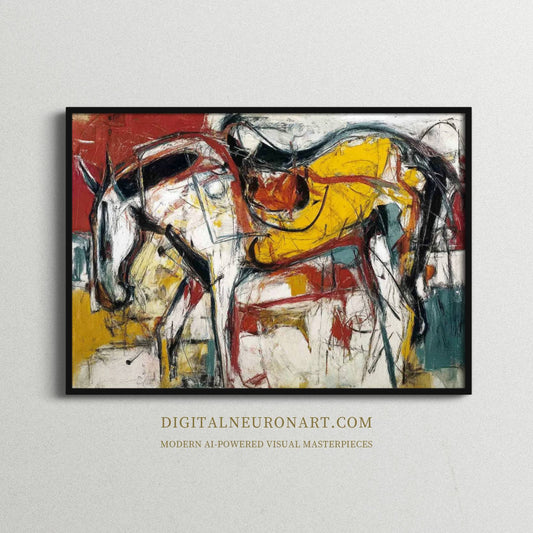 The Untamed Horse – Modern Expressionist Horse Painting with Bold Colors | Digital Download Wall Art