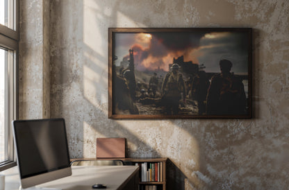 March Into the Fire — Cinematic WWII Battlefield Scene with Soldiers and Smoke