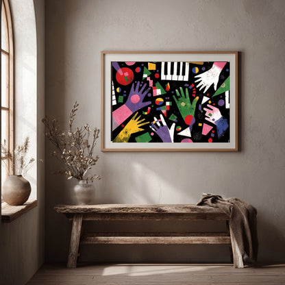 Hands in Harmony – Modern Abstract Musical Painting | Digital Download Wall Art
