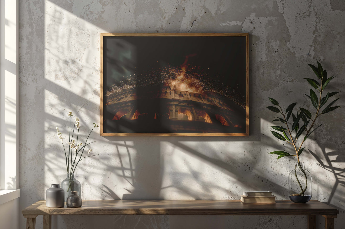 Colosseum in Flames – Epic Digital Fantasy Realism | Ancient Rome Wall Art Digital Download