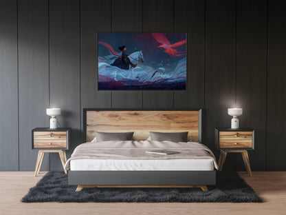 Legendary Phoenix Rider – Modern Digital Fantasy Illustration | Epic AI Wall Art Download