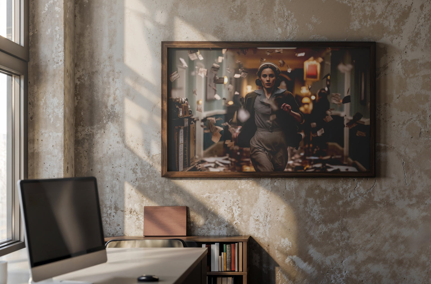 Run Through the Storm of Letters – Cinematic Retro Drama Art | Digital Download