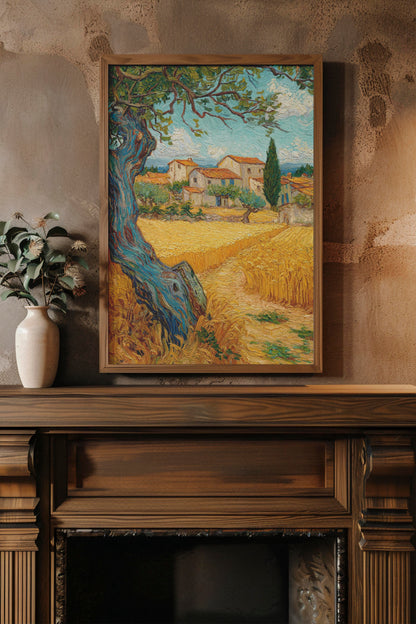Provence Wheatfield – Van Gogh Style Impressionist Landscape | Digital Download Wall Art