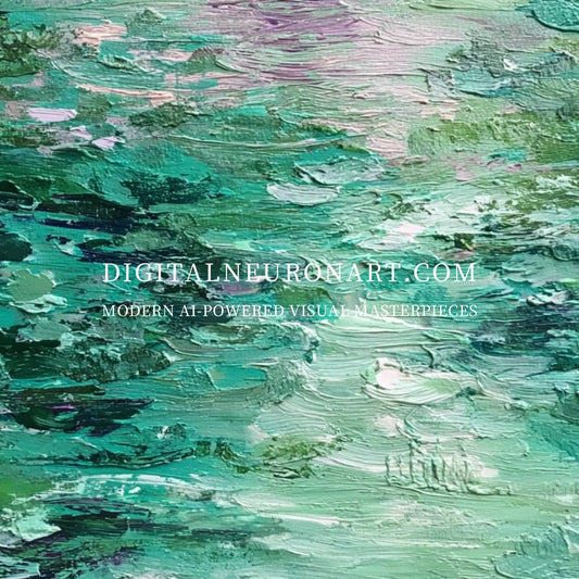 Serenity in Green – Abstract Water Lilies & Gentle Ripples | Digital Download Art Print