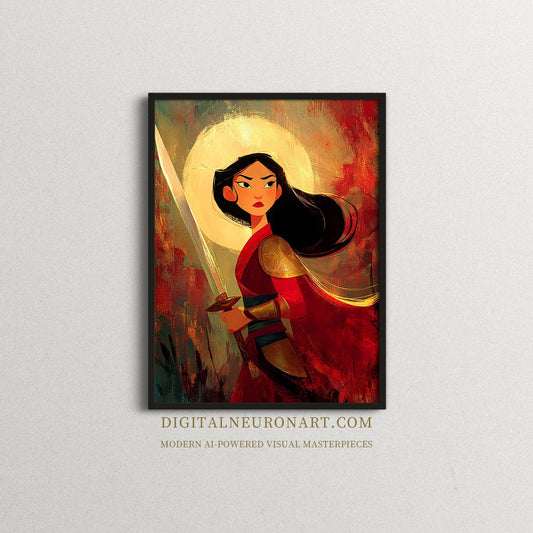 Warrior Spirit – Bold AI Digital Wall Art | Heroic Fantasy Illustration | Instant Download