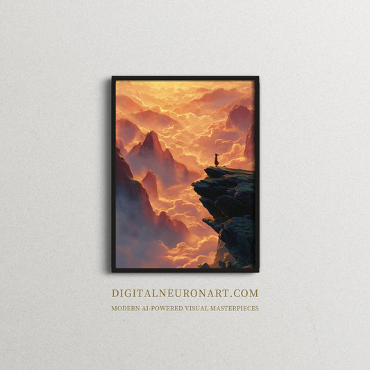 Sea of Clouds – Modern Epic Landscape Illustration | Digital Download Wall Art
