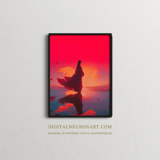 Scarlet Reflection – Modern Surreal Fantasy Illustration | Digital Download Wall Art