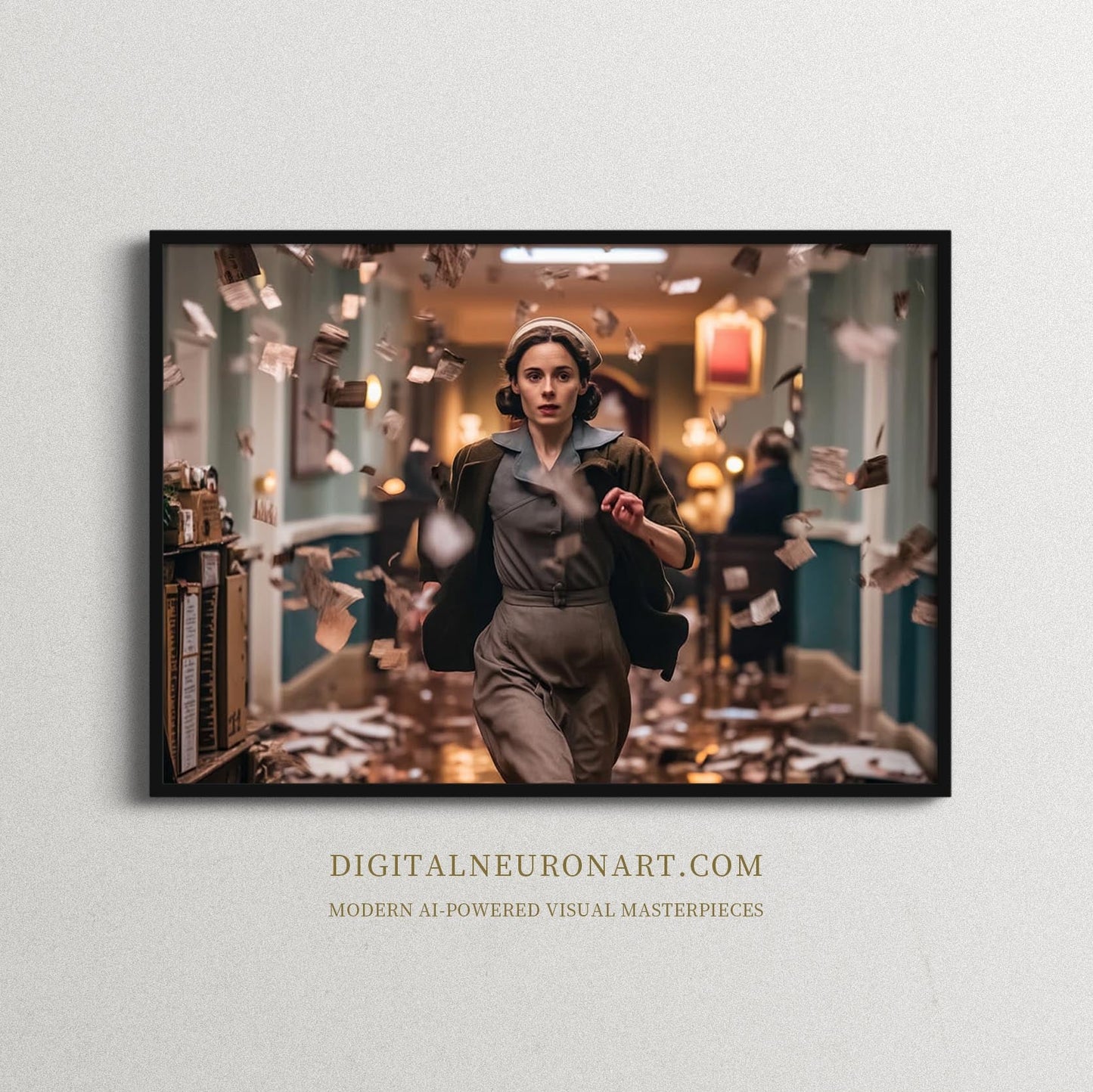 Run Through the Storm of Letters – Cinematic Retro Drama Art | Digital Download