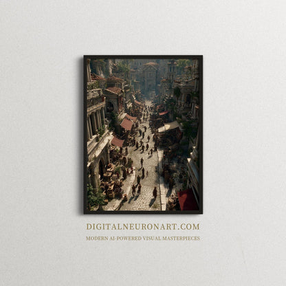 Streets of the Empire – Cinematic Historical Realism Digital Wall Art | Ancient Rome Cityscape Download