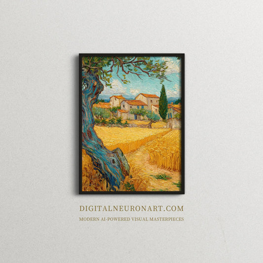 Provence Wheatfield – Van Gogh Style Impressionist Landscape | Digital Download Wall Art