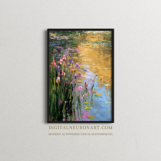 Serenity in Bloom – Vibrant Floral Impressionist Landscape | Digital Download Wall Art