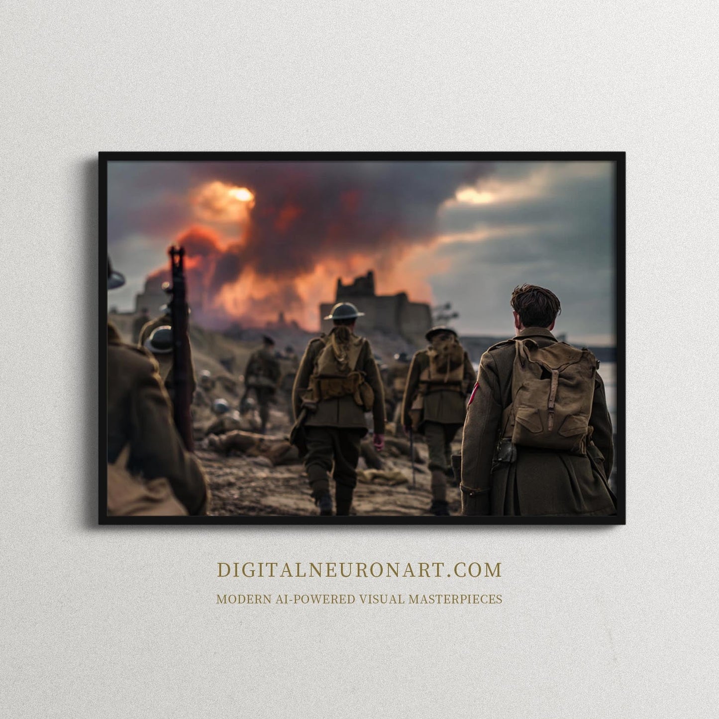 March Into the Fire — Cinematic WWII Battlefield Scene with Soldiers and Smoke