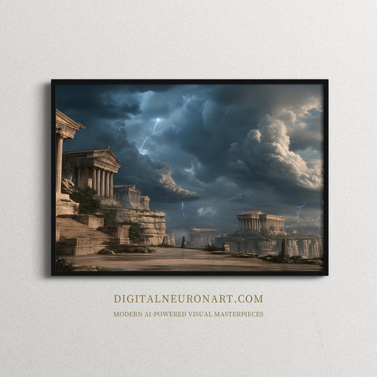 Echoes of Olympus – Epic Romantic Realism Digital Wall Art | Ancient Civilization Fantasy Landscape Download