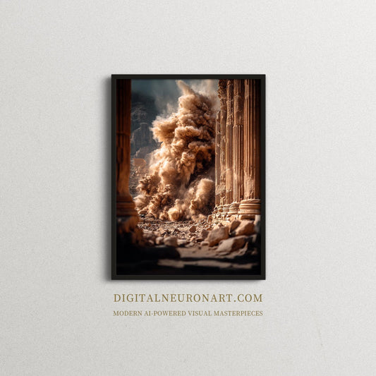 Ruins in Dust – Epic Digital Realism Artwork | Historical Collapse Wall Art Digital Download