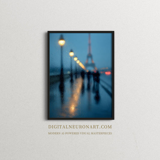 Rainy Paris Lights — Cinematic Blue Bokeh Street Scene