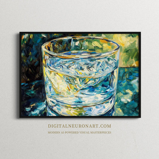 Glass of Light – Modern Impressionist Still Life Painting | Digital Download Wall Art