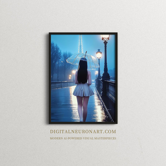 A Quiet Walk in Rainy Paris – Cinematic Romantic Night Mood with Eiffel Tower Glow