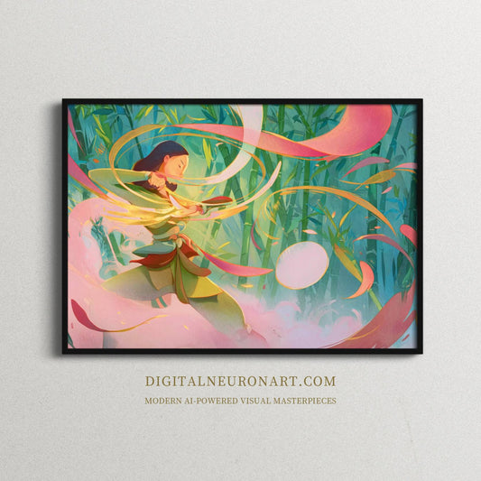 Warrior’s Grace – Modern Fantasy Illustration with Dynamic Energy | Digital Download Wall Art