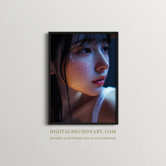 Raindrops and Light — Cinematic Emotional Portrait Wall Art