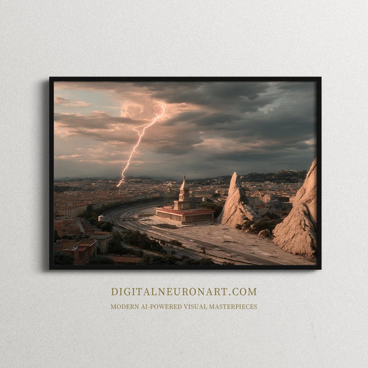 Lightning Over the Temple City – Cinematic Fantasy Landscape | Digital Download