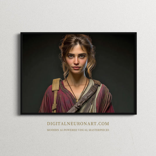 Portrait of Strength – Hyperrealistic Female Warrior Digital Art Print