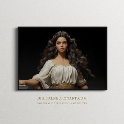 Ethereal Grace – Neo-Classical Female Portrait Digital Wall Art | Elegant Realism Download