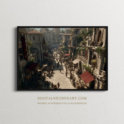 Roman Market Streets – Historical Realism Digital Wall Art | Cinematic Ancient Cityscape Download
