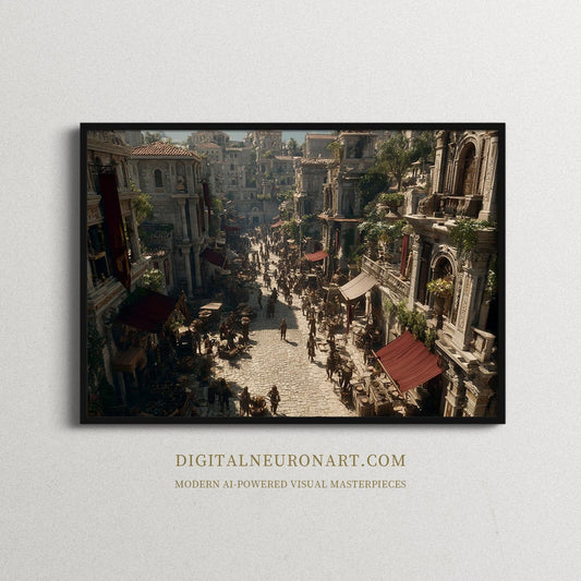 Roman Market Streets – Historical Realism Digital Wall Art | Cinematic Ancient Cityscape Download