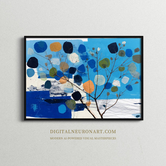 Blue Harmony Tree – Modern Abstract Botanical Painting | Digital Download Wall Art